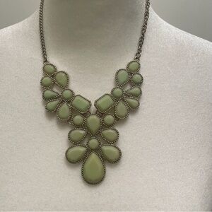 Chunky Green Bib Statement Necklace - Boho Chic, Vintage, Wedding, Party Jewelry